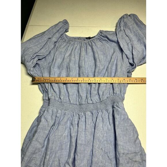 J. Crew Palermo Smocked Waisted Linen Mini Long Sleeve Dress Size XLT - Picture 7 of 8